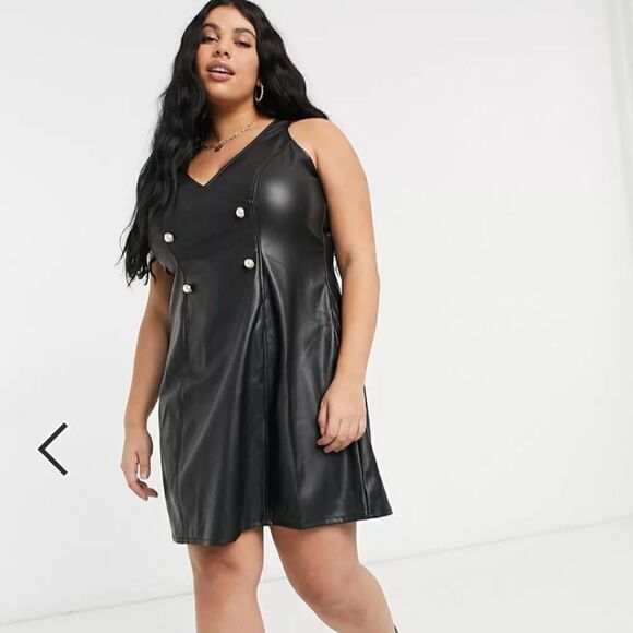 Sleeveless Faux Leather Dress by Simply Be ASOS - Picture 1 of 7